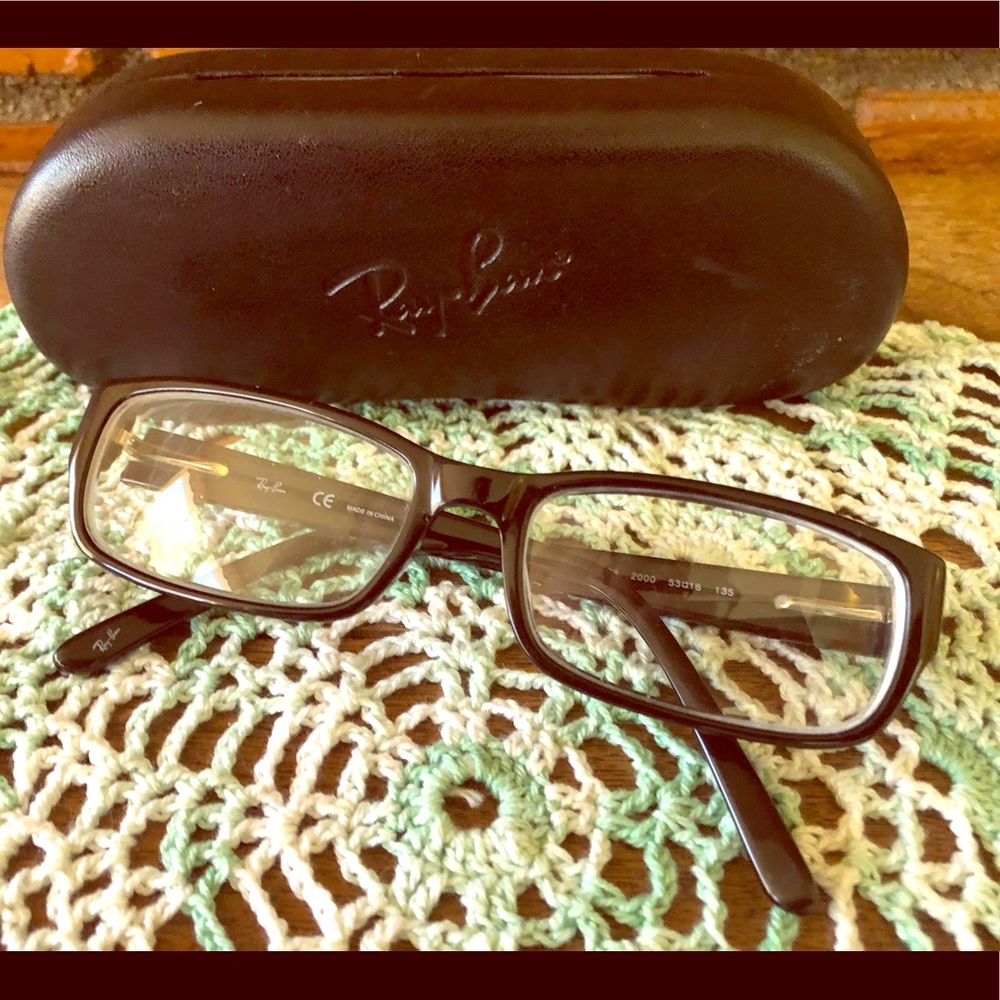 Ray Ban black frame eyeglasses with case